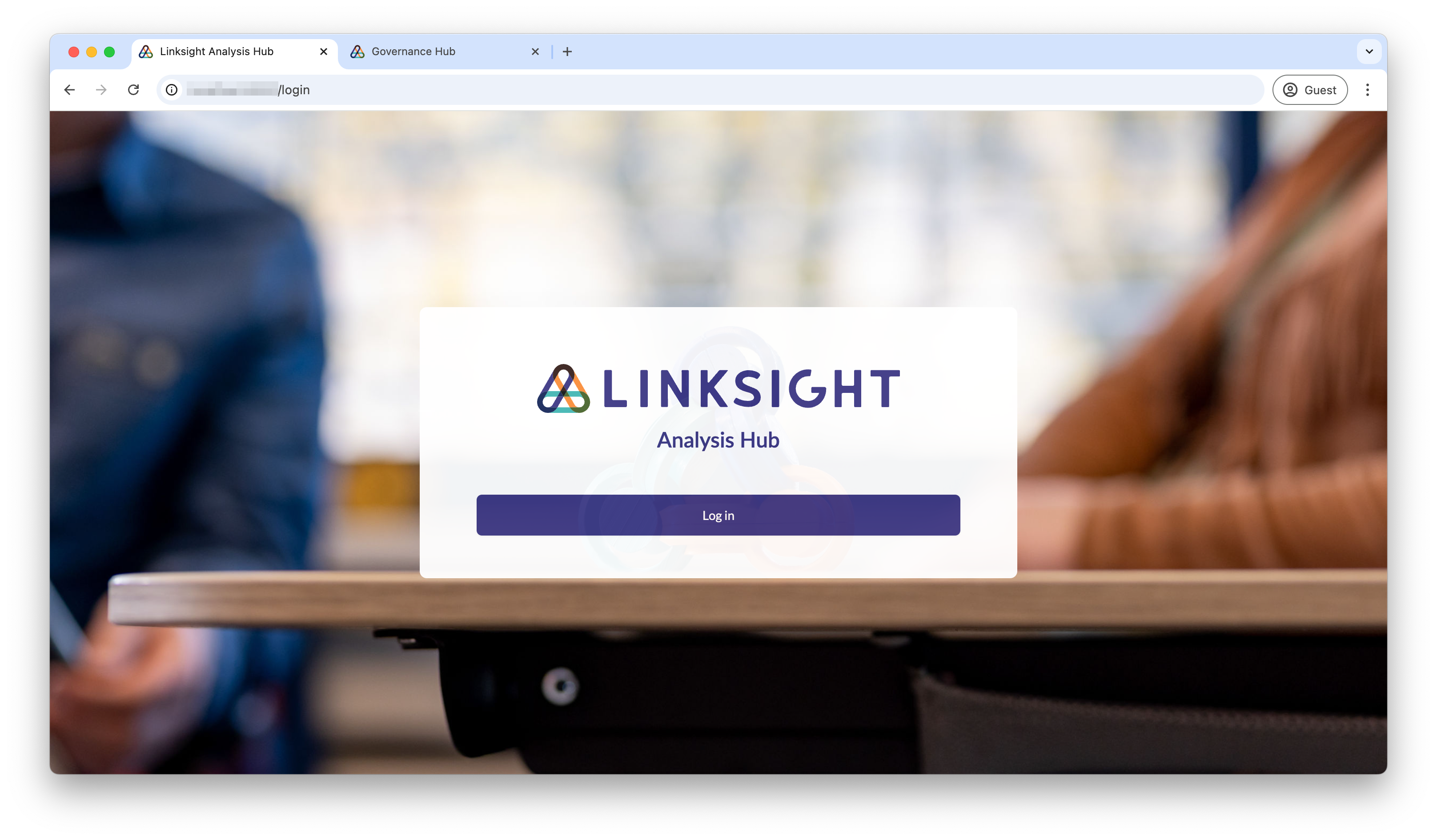 Analysis Hub login page